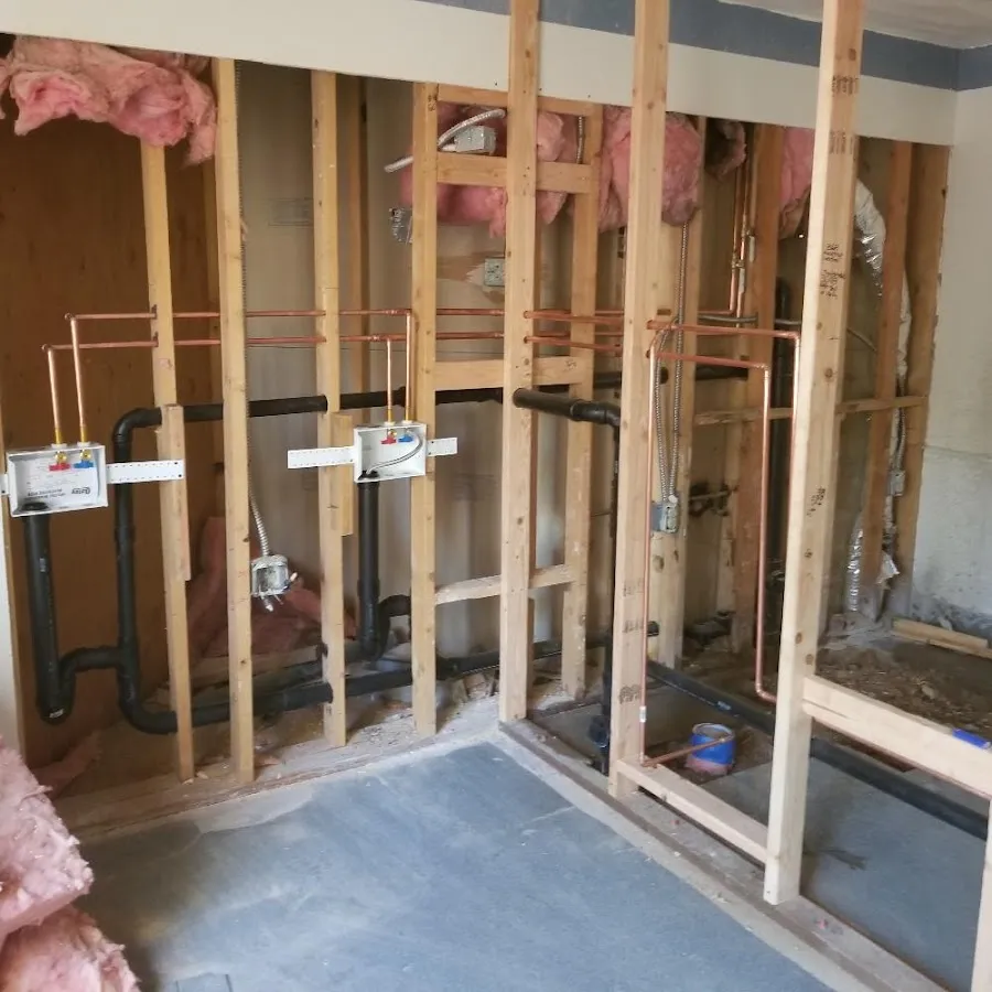 Copper pipe rough-in and plumbing installation in Ambler